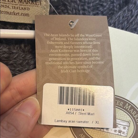 NWT Aran Sweater Market Women’s Gray Merino Wool Crew Neck Sweater Size XL - Picture 5 of 8